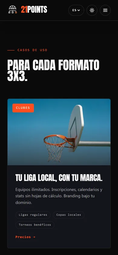21points.app website mobile view — pricing section
