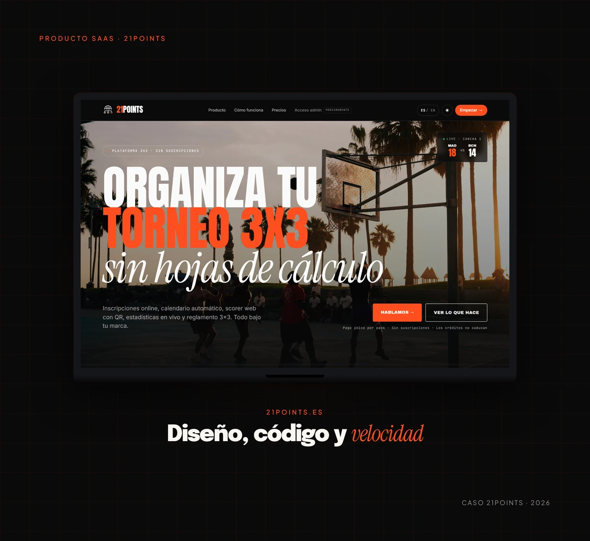 21points.app website mockup on laptop over a dark background
