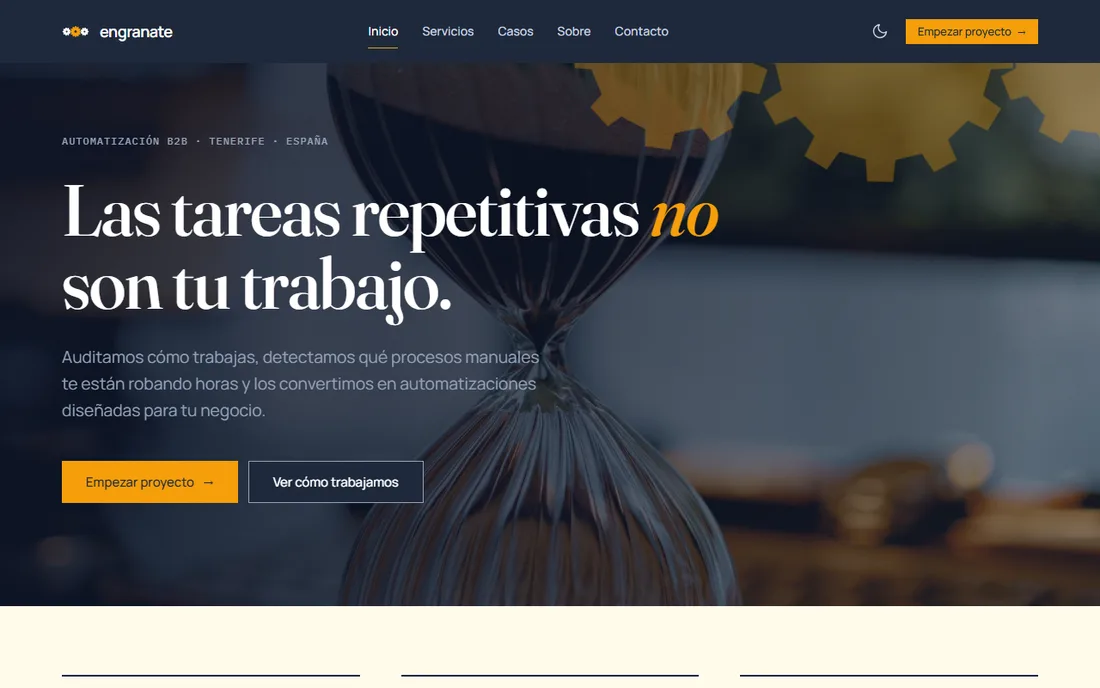 Web de engranate.com diseñada por Sande Studio