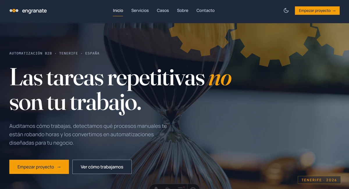Hero de la web de engranate — automatización B2B en Tenerife
