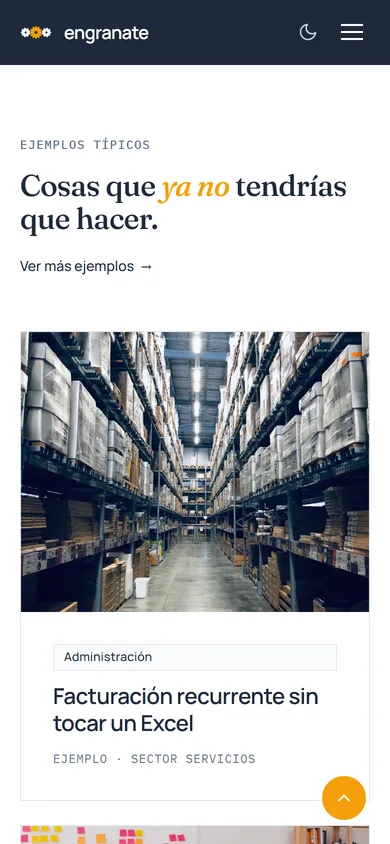 engranate website mobile view — process section