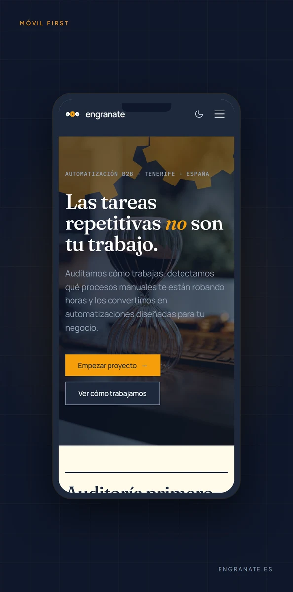 engranate home mobile view — responsive design