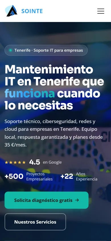Sointe website mobile view — IT maintenance blog